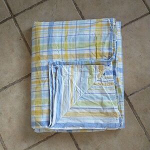 The Company Store Duvet Cover Full/Queen Plaid Striped Pastel Cotton DoubleSided